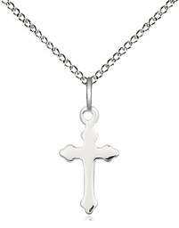 [2528SS/18SS] Sterling Silver Cross Pendant on a 18 inch Sterling Silver Light Curb chain