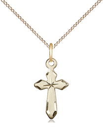 [2529GF/18GF] 14kt Gold Filled Cross Pendant on a 18 inch Gold Filled Light Curb chain