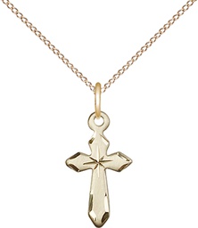 [2529GF/18GF] 14kt Gold Filled Cross Pendant on a 18 inch Gold Filled Light Curb chain