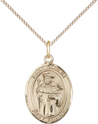 [8113GF/18GF] 14kt Gold Filled Saint Casimir of Poland Pendant on a 18 inch Gold Filled Light Curb chain