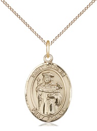 [8113GF/18GF] 14kt Gold Filled Saint Casimir of Poland Pendant on a 18 inch Gold Filled Light Curb chain