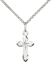 [2529SS/18SS] Sterling Silver Cross Pendant on a 18 inch Sterling Silver Light Curb chain
