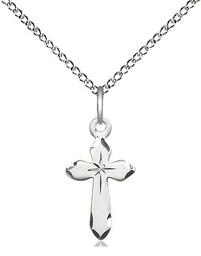 [2529SS/18SS] Sterling Silver Cross Pendant on a 18 inch Sterling Silver Light Curb chain