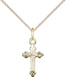 [2531GF/18GF] 14kt Gold Filled Cross Pendant on a 18 inch Gold Filled Light Curb chain