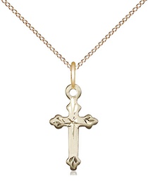 [2531GF/18GF] 14kt Gold Filled Cross Pendant on a 18 inch Gold Filled Light Curb chain