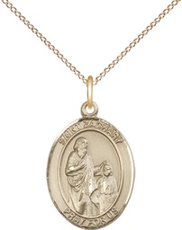 [8116GF/18GF] 14kt Gold Filled Saint Zachary Pendant on a 18 inch Gold Filled Light Curb chain