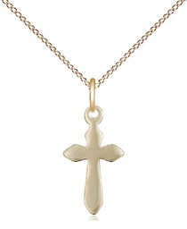 [2532GF/18GF] 14kt Gold Filled Cross Pendant on a 18 inch Gold Filled Light Curb chain