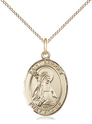 [8122GF/18GF] 14kt Gold Filled Saint Bridget of Sweden Pendant on a 18 inch Gold Filled Light Curb chain