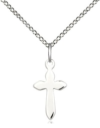 [2532SS/18SS] Sterling Silver Cross Pendant on a 18 inch Sterling Silver Light Curb chain