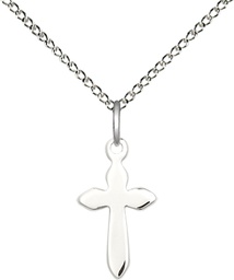 [2532SS/18SS] Sterling Silver Cross Pendant on a 18 inch Sterling Silver Light Curb chain