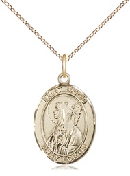 [8123GF/18GF] 14kt Gold Filled Saint Brigid of Ireland Pendant on a 18 inch Gold Filled Light Curb chain