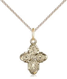 [3143GF/18GF] 14kt Gold Filled 4-Way Pendant on a 18 inch Gold Filled Light Curb chain