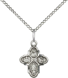 [3143SS/18SS] Sterling Silver 4-Way Pendant on a 18 inch Sterling Silver Light Curb chain