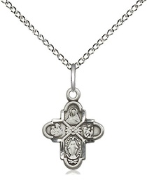 [3143SS/18SS] Sterling Silver 4-Way Pendant on a 18 inch Sterling Silver Light Curb chain