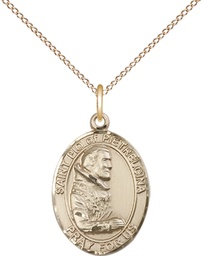 [8125GF/18GF] 14kt Gold Filled Saint Pio of Pietrelcina Pendant on a 18 inch Gold Filled Light Curb chain