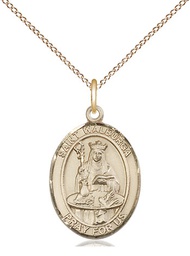 [8126GF/18GF] 14kt Gold Filled Saint Walburga Pendant on a 18 inch Gold Filled Light Curb chain