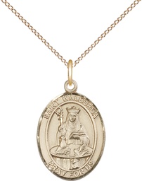 [8126GF/18GF] 14kt Gold Filled Saint Walburga Pendant on a 18 inch Gold Filled Light Curb chain