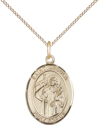 [8127GF/18GF] 14kt Gold Filled Saint Ursula Pendant on a 18 inch Gold Filled Light Curb chain