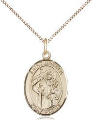[8127GF/18GF] 14kt Gold Filled Saint Ursula Pendant on a 18 inch Gold Filled Light Curb chain
