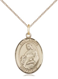 [8128GF/18GF] 14kt Gold Filled Saint Agnes of Rome Pendant on a 18 inch Gold Filled Light Curb chain