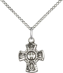 [3145SS/18SS] Sterling Silver 5-Way Pendant on a 18 inch Sterling Silver Light Curb chain