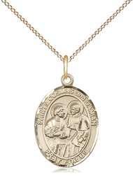 [8132GF/18GF] 14kt Gold Filled Saints Cosmas &amp; Damian Pendant on a 18 inch Gold Filled Light Curb chain