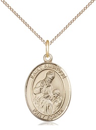 [8137GF/18GF] 14kt Gold Filled Saint Ambrose Pendant on a 18 inch Gold Filled Light Curb chain
