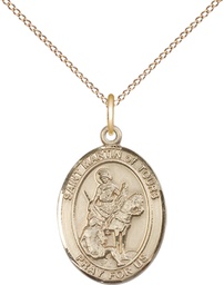 [8200GF/18GF] 14kt Gold Filled Saint Martin of Tours Pendant on a 18 inch Gold Filled Light Curb chain