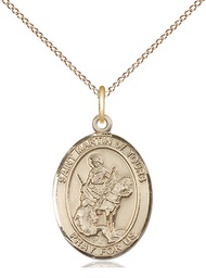 [8200GF/18GF] 14kt Gold Filled Saint Martin of Tours Pendant on a 18 inch Gold Filled Light Curb chain