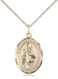 [8202GF/18GF] 14kt Gold Filled Saint Augustine of Hippo Pendant on a 18 inch Gold Filled Light Curb chain