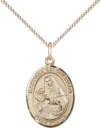 [8203GF/18GF] 14kt Gold Filled Saint Madonna Del Ghisallo Pendant on a 18 inch Gold Filled Light Curb chain