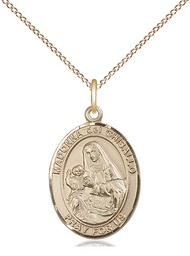 [8203GF/18GF] 14kt Gold Filled Saint Madonna Del Ghisallo Pendant on a 18 inch Gold Filled Light Curb chain