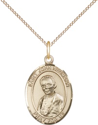 [8204GF/18GF] 14kt Gold Filled Saint John Neumann Pendant on a 18 inch Gold Filled Light Curb chain