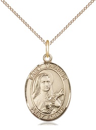 [8210GF/18GF] 14kt Gold Filled Saint Therese of Lisieux Pendant on a 18 inch Gold Filled Light Curb chain