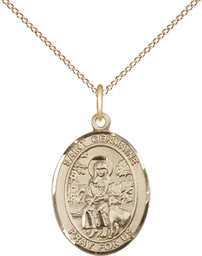 [8211GF/18GF] 14kt Gold Filled Saint Germaine Cousin Pendant on a 18 inch Gold Filled Light Curb chain