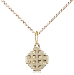 [4118GF/18GF] 14kt Gold Filled Jerusalem Cross Pendant on a 18 inch Gold Filled Light Curb chain