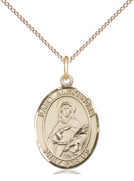 [8215GF/18GF] 14kt Gold Filled Saint Alexandra Pendant on a 18 inch Gold Filled Light Curb chain