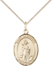 [8216GF/18GF] 14kt Gold Filled Saint Barnabas Pendant on a 18 inch Gold Filled Light Curb chain