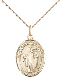 [8220GF/18GF] 14kt Gold Filled Saint Joseph the Worker Pendant on a 18 inch Gold Filled Light Curb chain