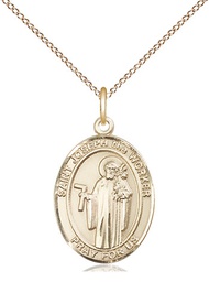 [8220GF/18GF] 14kt Gold Filled Saint Joseph the Worker Pendant on a 18 inch Gold Filled Light Curb chain