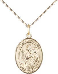 [8221GF/18GF] 14kt Gold Filled Saint Alphonsus Pendant on a 18 inch Gold Filled Light Curb chain