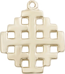 [4139KT] 14kt Gold Jerusalem Cross Medal