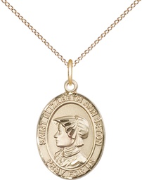 [8224GF/18GF] 14kt Gold Filled Saint Elizabeth Ann Seton Pendant on a 18 inch Gold Filled Light Curb chain