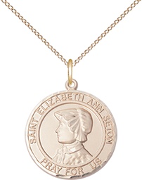 [8224RDGF/18GF] 14kt Gold Filled Saint Elizabeth Ann Seton Pendant on a 18 inch Gold Filled Light Curb chain