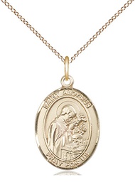 [8225GF/18GF] 14kt Gold Filled Saint Aloysius Gonzaga Pendant on a 18 inch Gold Filled Light Curb chain