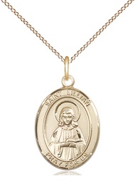 [8226GF/18GF] 14kt Gold Filled Saint Lillian Pendant on a 18 inch Gold Filled Light Curb chain
