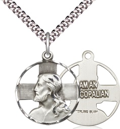 [4221EPISSS/24S] Sterling Silver Cross Pendant on a 24 inch Light Rhodium Heavy Curb chain