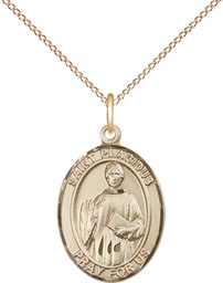 [8240GF/18GF] 14kt Gold Filled Saint Placidus Pendant on a 18 inch Gold Filled Light Curb chain