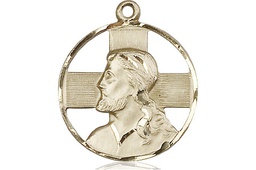 [4221KT] 14kt Gold Head of Christ Medal
