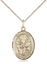 [8244GF/18GF] 14kt Gold Filled Saint Zita Pendant on a 18 inch Gold Filled Light Curb chain